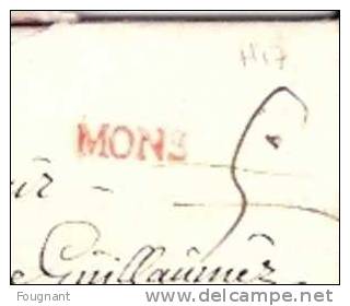 BELGIQUE:1764:Précurseur De MONS à LILLE.Pays-Bas Autrichiens.Lettre De Noblesse.MONS Griffe Rouge. - 1714-1794 (Pays-Bas Autrichiens)