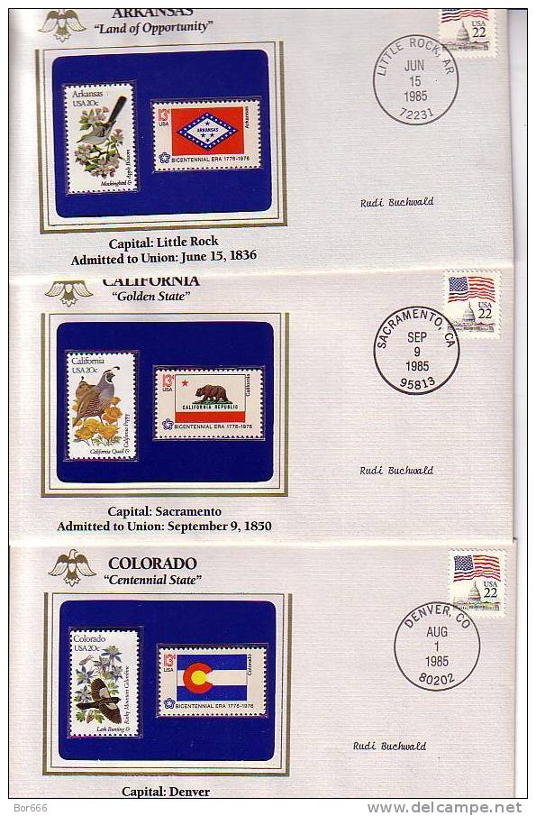 USA 1985 - America's 50 States Commemorative Covers Collection - State Flag & Bird - Collections