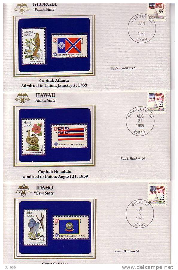 USA 1985 - America's 50 States Commemorative Covers Collection - State Flag & Bird - Collections