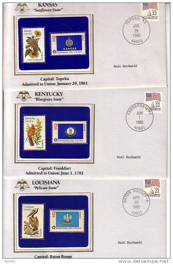 USA 1985 - America's 50 States Commemorative Covers Collection - State Flag & Bird