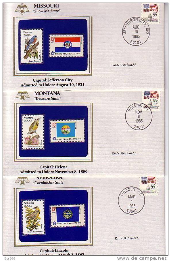 USA 1985 - America's 50 States Commemorative Covers Collection - State Flag & Bird