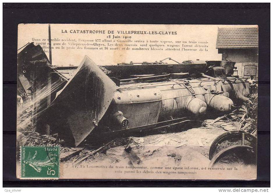 78 VILLEPREUX LES CLAYES Catastrophe 18-06-1910, Accident Train, Locomotive Train Tamponneur, Ed ELD 1, 1910 - Les Clayes Sous Bois