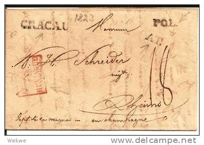 Pol098b/POLEN  - Via Ungarn 1823 Nach Reims - ...-1860 Prefilatelia