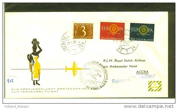 KLM 1E VLUCHT 01-11-1960 AMSTERDAM - ACCRA    (913) - Luftpost