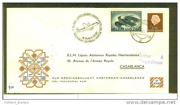 KLM 1E VLUCHT 5-11-1960 AMSTERDAM - CASABLANCA    (910) - Luftpost