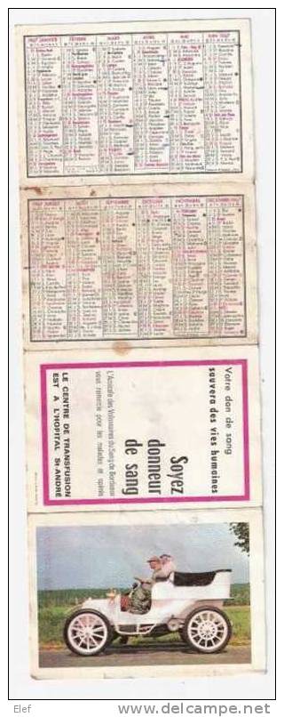 Calendrier  De L'Amicale Des Volontaires Du DON Du SANG De Bordeaux ; + Signalisation Routière ; 1967; B/TB - Petit Format : 1961-70