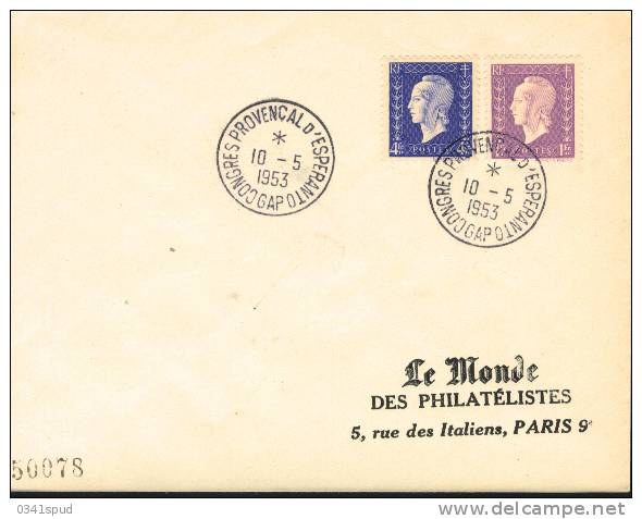 1953 France   05 Gap  Esperanto  Sur Lettre - Esperanto