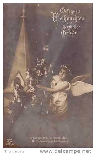 ANGE AVEC SAPIN ANGEL ENGEL RPPC CARTE DE PHOTO GERMANY ALLEMAGNE CHRISTMAS TREE E A S - Anges