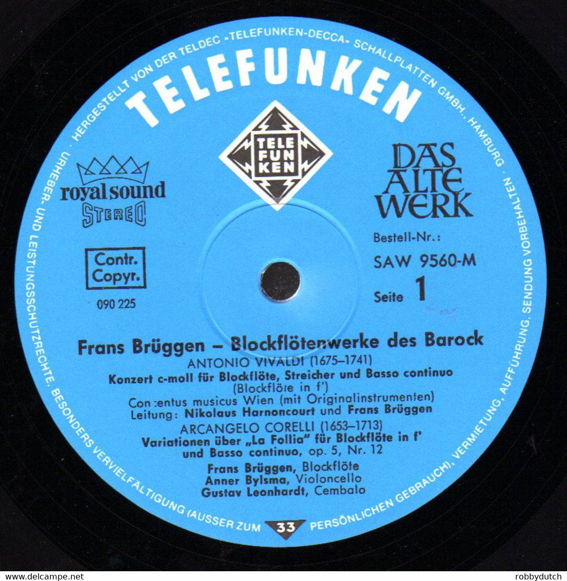 * LP *  FRANS BRÜGGEN - BLOCKFLÖTENWERKE DES BAROCK (Germany 1970 Ex-!!!) - Klassiekers