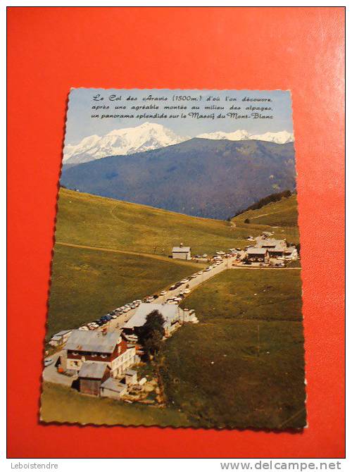 CPSM- (73-SAVOIE) -LE COL DES ARAVIS- VUE D'ENSEMBLE DU COL ET MASSIF DU MONT BLANC-CARTE EN BON ETAT. - Autres & Non Classés