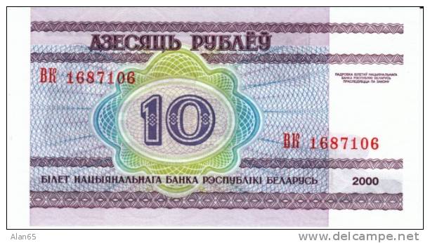 10 Rublei Belarus 2000 Currency Banknote, Uncirculated, Krause #23 - Belarus
