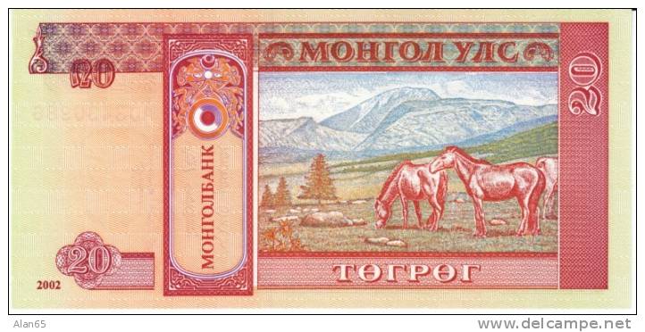 20 Tugrik Mongolia 1993 Currency Banknote, Uncirculated, Krause #55 - Mongolië