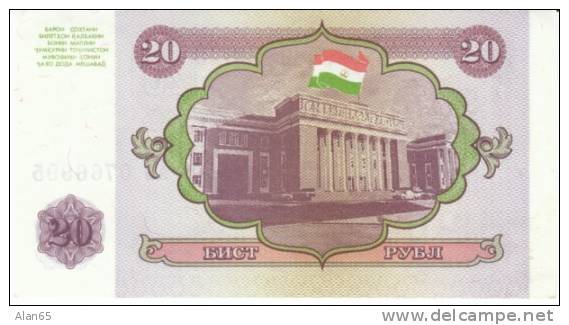 20 Rubles Tajikistan 1994 Currency Banknote, Uncirculated, Krause #4 - Tadjikistan