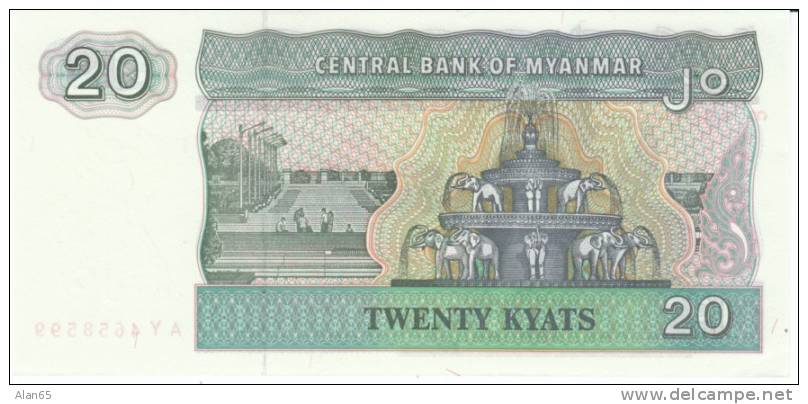 20 Kyats Myanmar 1994 Currency Banknote, Uncirculated, Krause #72 - Myanmar