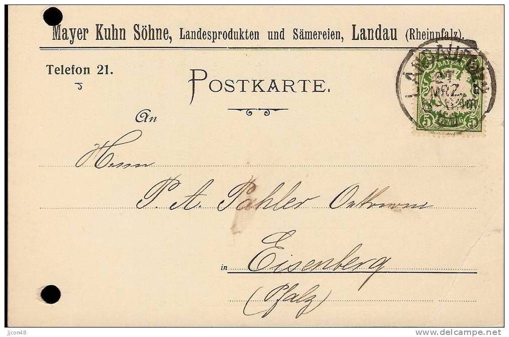 Bayern 1909  Mayer Kuhn Sohne, Landau  27.3.09 - Briefe U. Dokumente