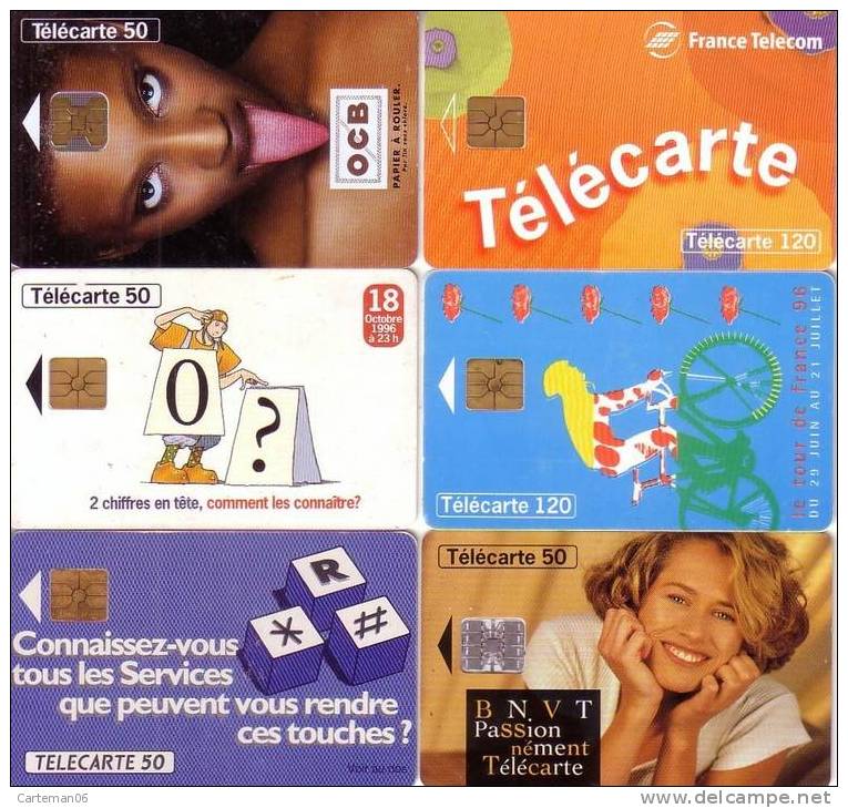 Télécarte - Lot De 6 Cartes Divers (voir Scan) - Collections