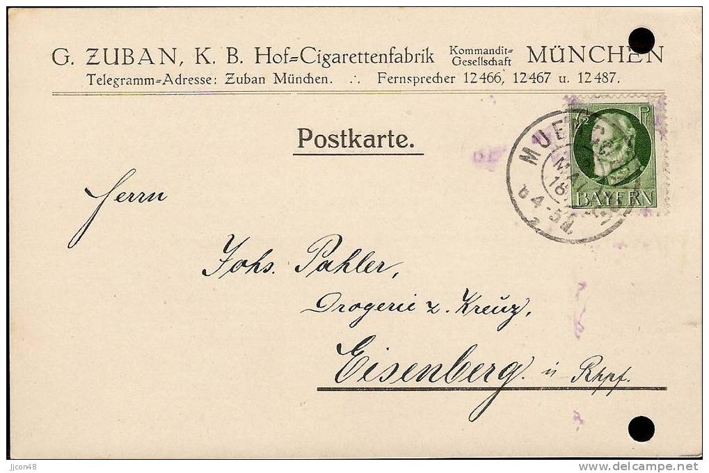 Bayern 1918  G.Zuban, Munchen  2.5.18 - Covers & Documents