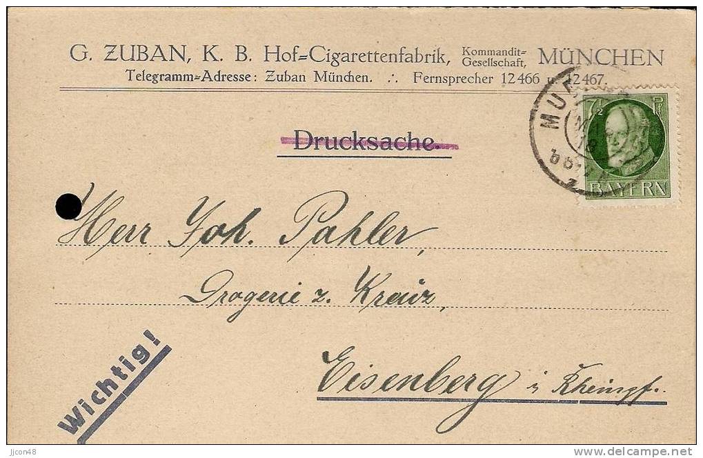 Bayern 1918  G. Zuban, Munchen  27.2.18 - Lettres & Documents