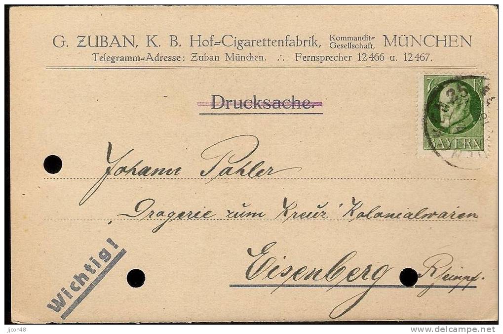 Bayern 1918  G. Zuban, Munchen  28.1.18 - Lettres & Documents