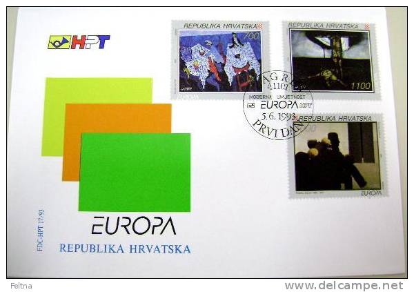 1993 CROATIA FDC EUROPA CEPT MODERN ART - 1993
