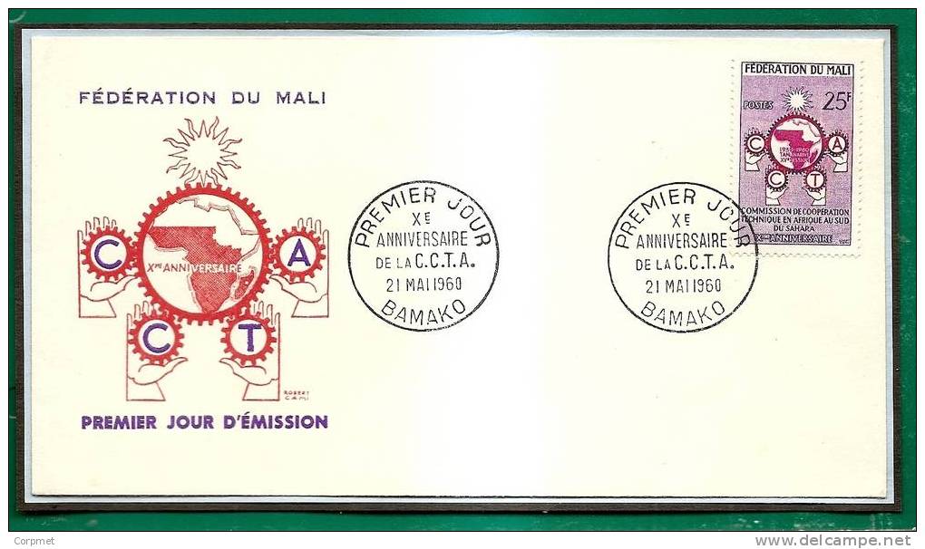 MALI - 1960 FIRST DAY COVER C.C.T.A. COMM CANCEL - Yvert # 9 - Altri & Non Classificati