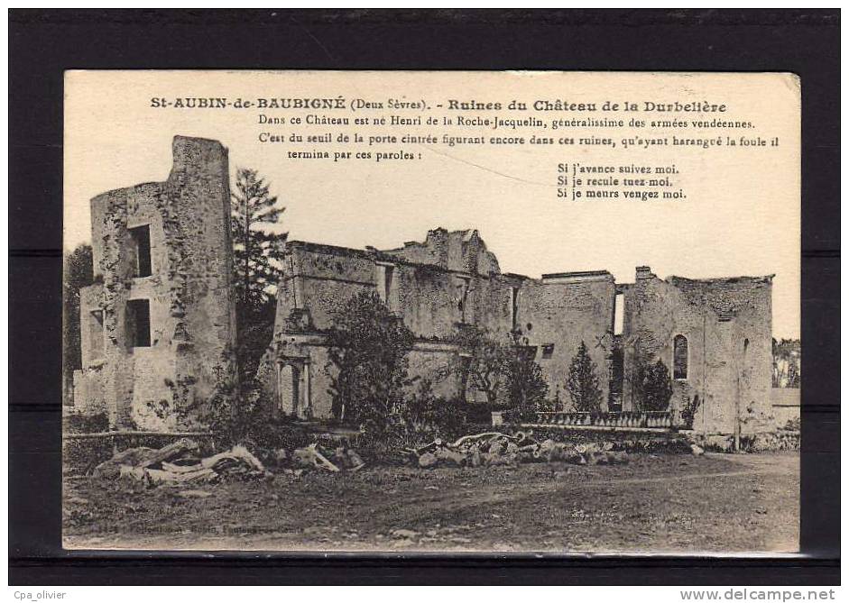 79 ST AUBIN BAUBIGNE (Mauléon) Chateau De La Durbelière, Ruines, Henri De La Roche Jacquelin, Ed ?, 191? - Mauleon