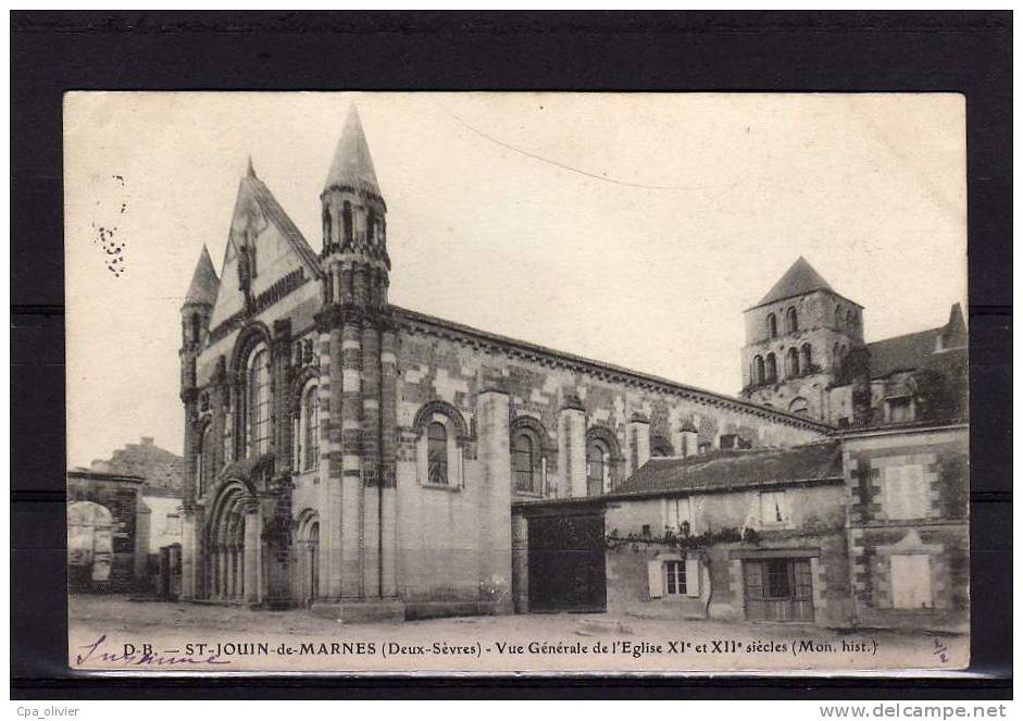 79 ST JOUIN MARNES Eglise, XIème, Monument Historique, Ed DB, 1905, Dos 1900 - Saint Jouin De Marnes