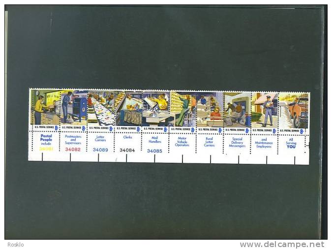 USA /  US POSTAL SERVICE 8C  BELLE BANDE DE 10 TIMBRES DIFFERENTS  COMPLETE   / PARFAIT  ETAT  / - Tiras Cómicas & Múltiples