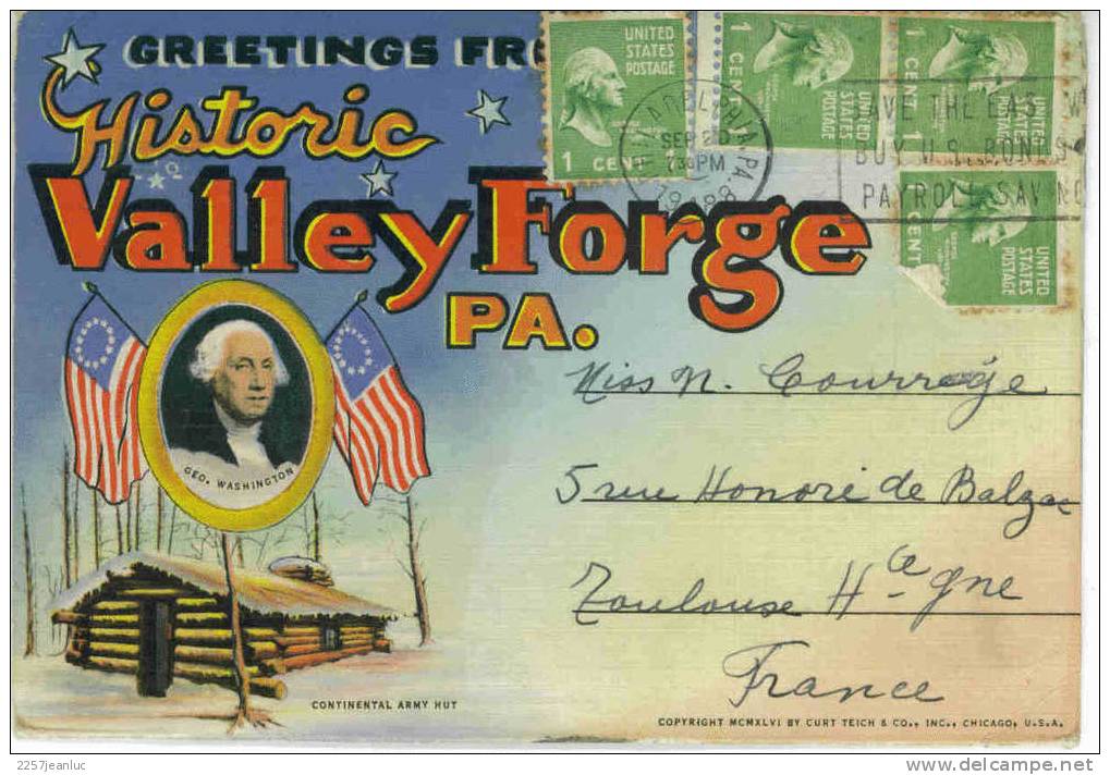 CP - 18 Vues Historic Valley Forge  Pa  Et Greetings From  Oblit Philadelphia + (4 United States Postage1948) - Altri & Non Classificati