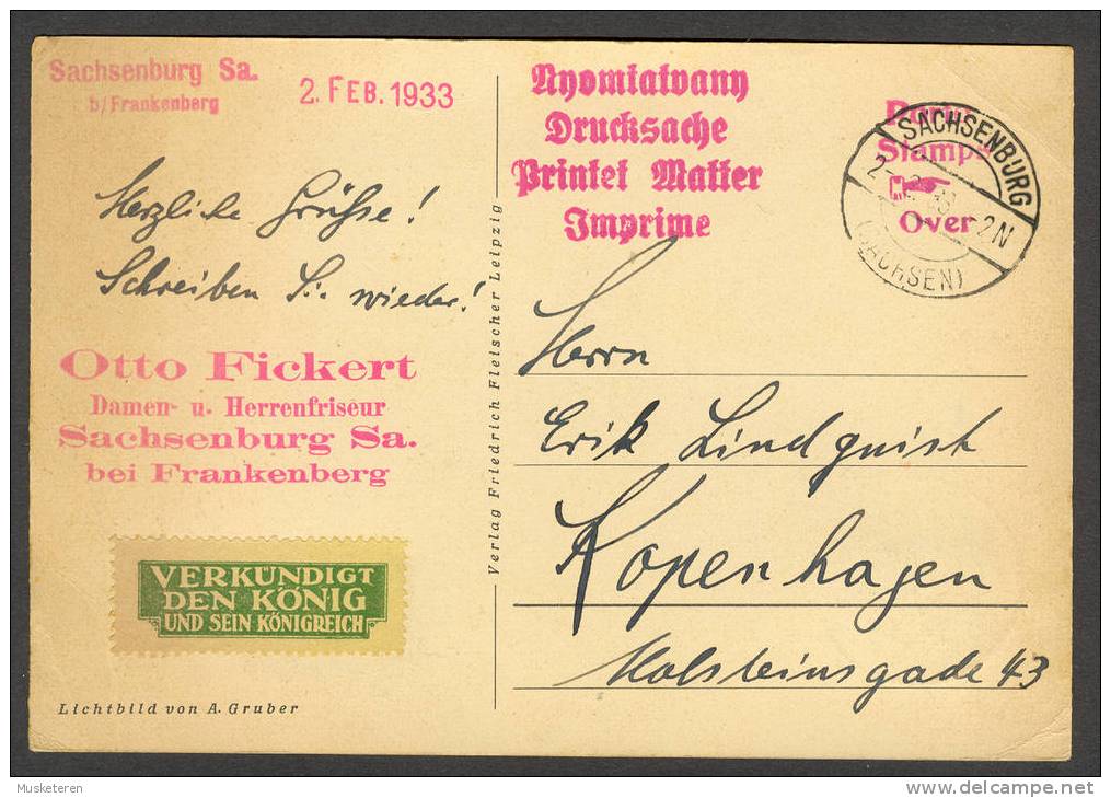 Germany Frontside Stamped Maximum Card Beim Winther Zu Gast Deluxe Cancel Frankenberg & Sachsenburg 1933 Hindenburg - Frankenberg