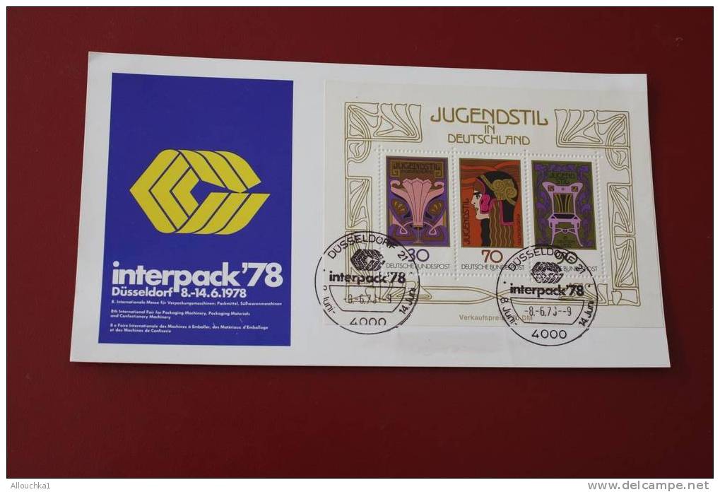 8-4/6-1978- INTERPACK 78- DUSSELDORF -JUGENDSTIL IN DEUTSCHLAND --MARCOPHILIE -LETTRE- - Sonstige & Ohne Zuordnung