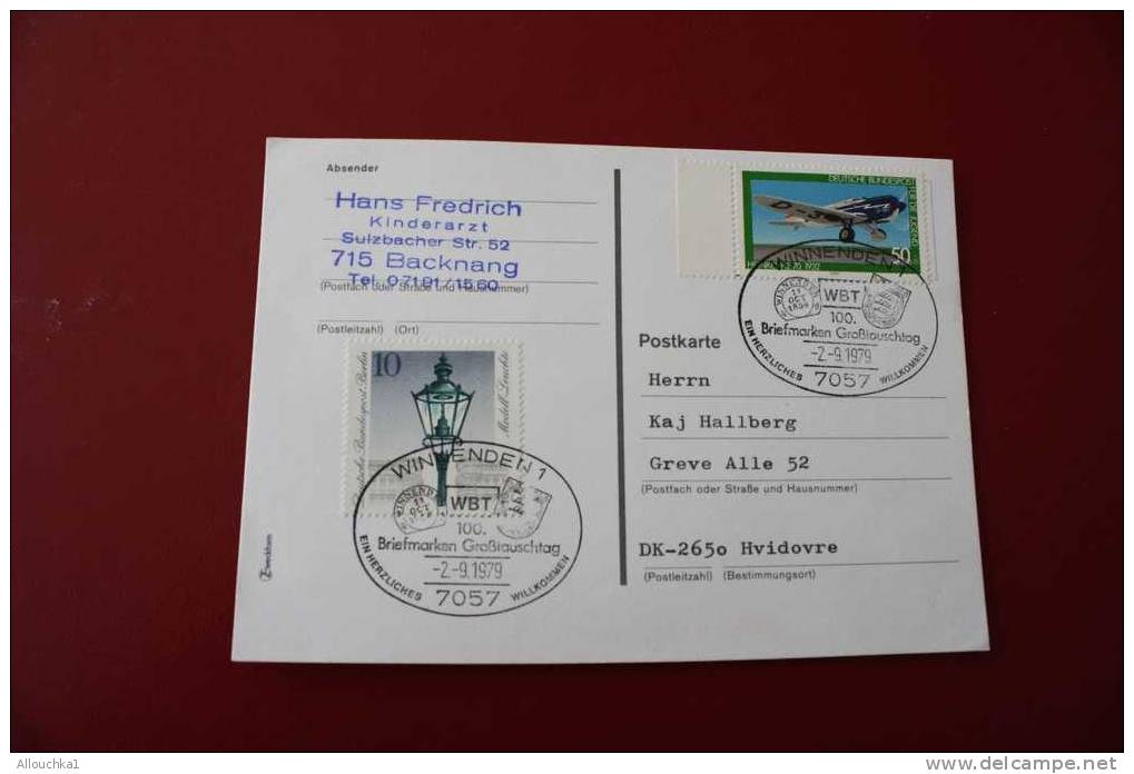 2-9-1979-WINNENDEN -WST-BRIEFMARKEN GROBLAUSCHTAG- - DEUTSCHLAND --MARCOPHILIE -LETTRE- AVIATION-AVION DE LEGENDE - Andere & Zonder Classificatie