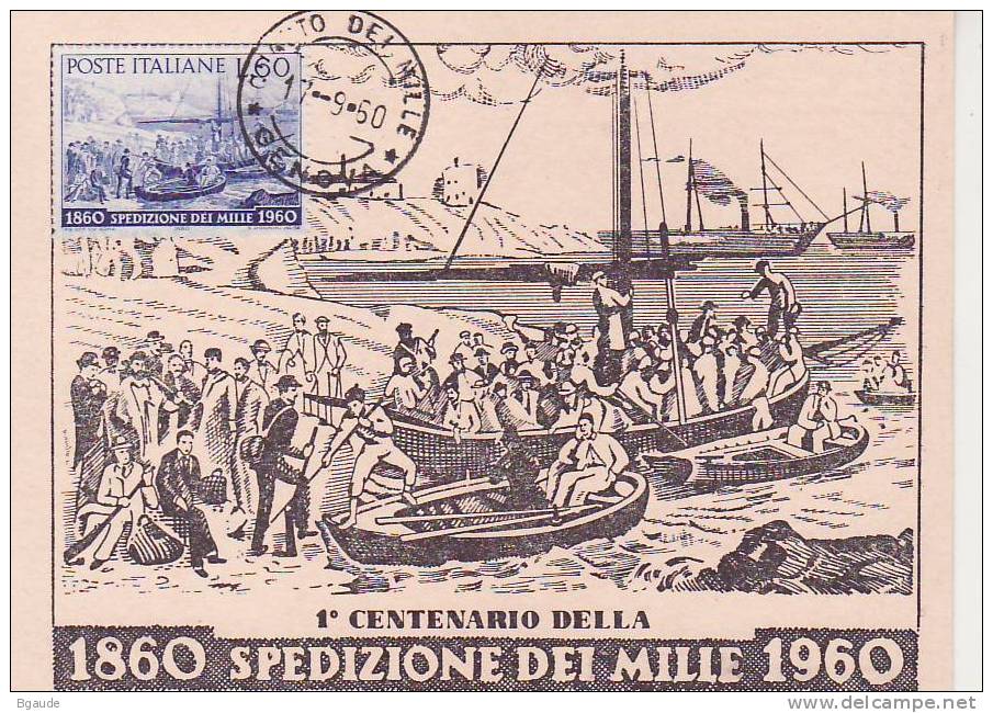 ITALIE CARTE MAXIMUM  NUM.YVERT 811 EXPEDITION DES MILLES - Maximum Cards