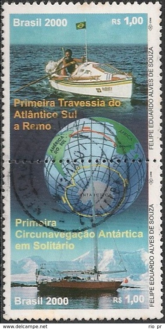BRAZIL - SE-TENANT SAILING FEATS OF AMYR KLINK 2000 - USED - Antarctic Expeditions