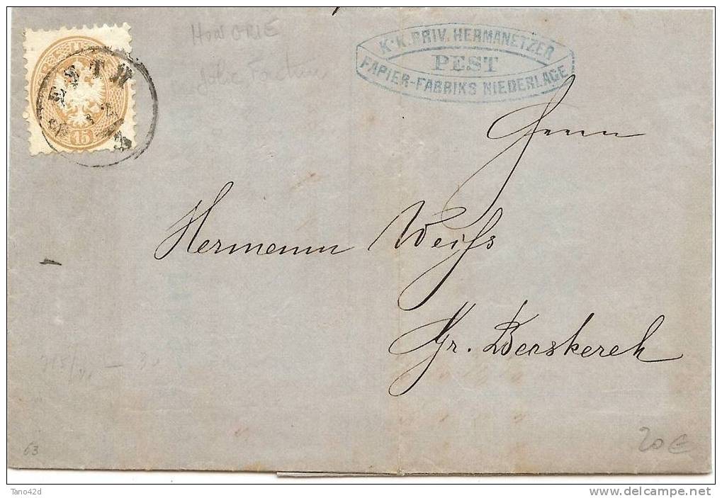 REF LVP6 - FACTURE COMMERCIALE ILLUSTREE DE PEST A GR.BECSKEREN MARS (OU MAI) 1864 - Postmark Collection
