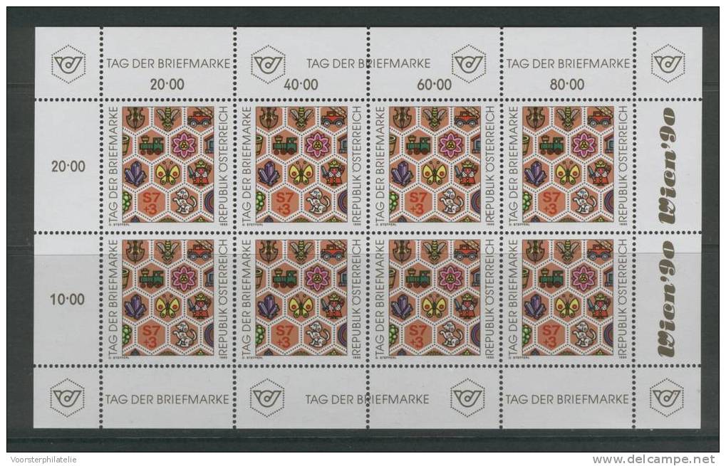 AUSTRIA 1990 ANK 2022 KB TAG DER BRIEFMARKEN POSTFRISCH - Blocs & Hojas