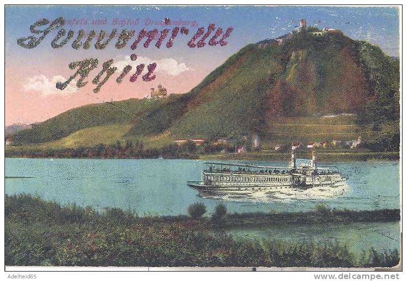 Souvenir Du Rhin 1922 Schloss Drachenfels, Dampfer, Bâteau - Koenigswinter