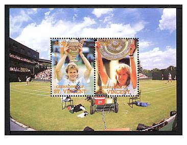 ST-VINCENT GRENADINES 1988, TENNIS, 1 Bloc EDBERG - GRAF, Neuf / Mint. R153 - Tenis