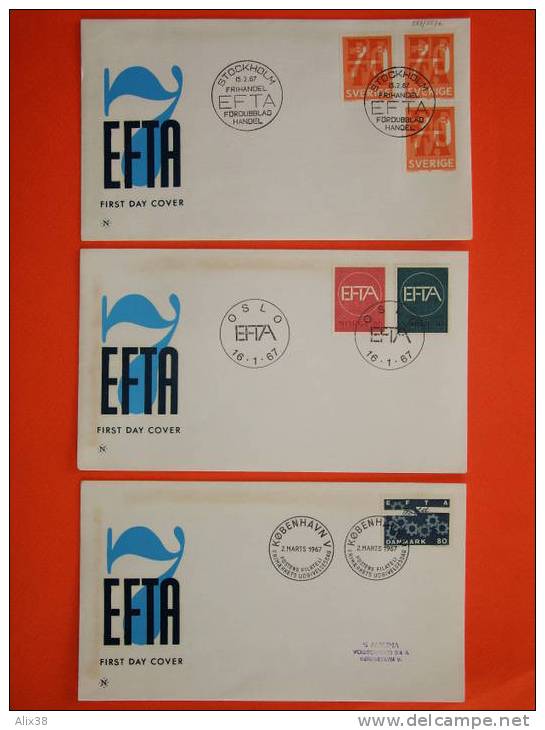 Association Européenne De Libre échange Sur 7 ENVELOPPES 1er Jour De 1967 - Suède N°557 Et 557ab.  Superbe - FDC