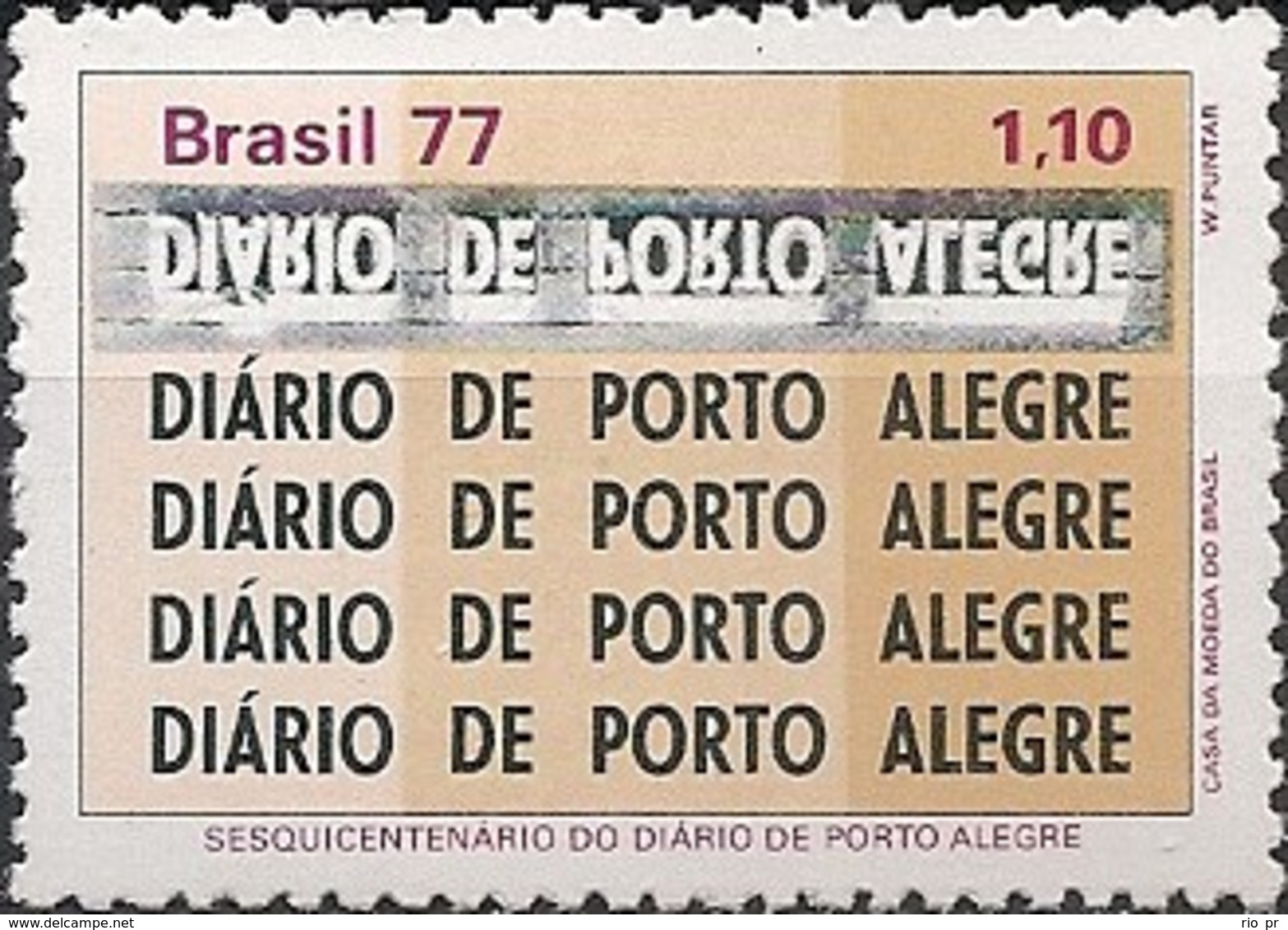 BRAZIL - 150 YEARS OF "DIÁRIO DE PORTO ALEGRE", NEWSPAPER 1977 - MNH - Unused Stamps