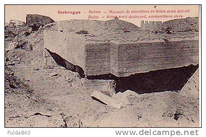 CPA.  ZEEBRUGGE.   Ruines - Magasin De Munition En Béton Armé Détruit. - Soignies