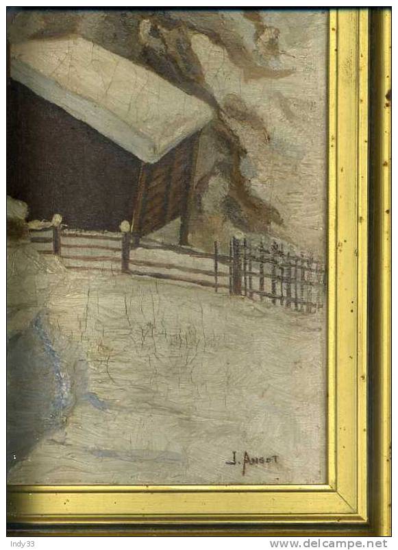 - CHALET EN MONTAGNE . HUILE SUR TOILE  SIGNEE . ENCADREE - Huiles