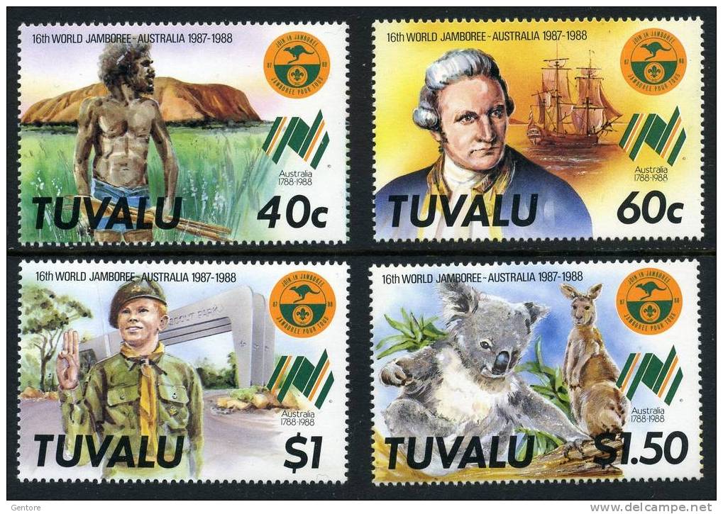 TUVALU 1987  16° JAMBOREE Cpl Set Of 4 Value Yvert Cat. N° 464/67 Perfect MNH ** - Other & Unclassified