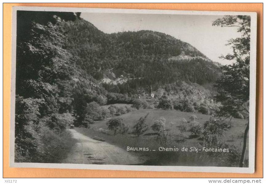 E274 Baulmes Au Pied Du Jura Vaudois. Chemin Des Six Fontaines. Cachet Baulmes 1923 Vers Lausanne Pontaise. - Baulmes