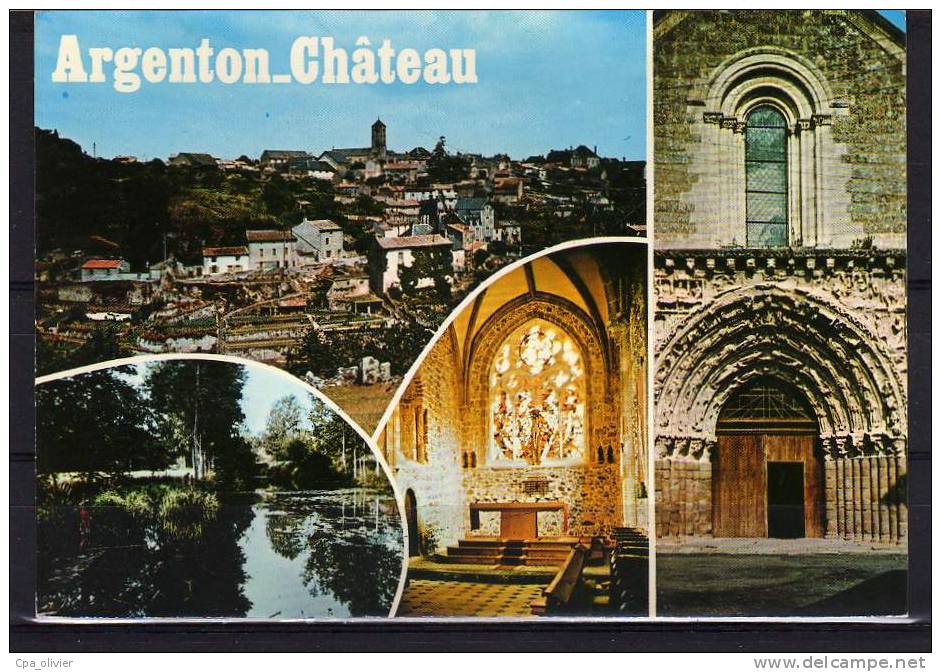 79 ARGENTON CHATEAU Multivue, Vue Générale, Rivière, Eglise Choeur, Porche, Ed Artaud 2, CPSM 10x15, 197? - Argenton Chateau