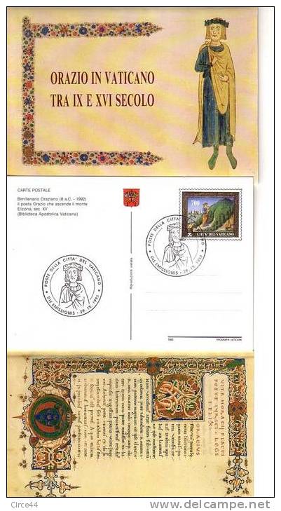 ENCART COMPRENANT 4 CARTES.BIMILLENAIRE ORAZIANO.LE VATICAN. - Storia Postale