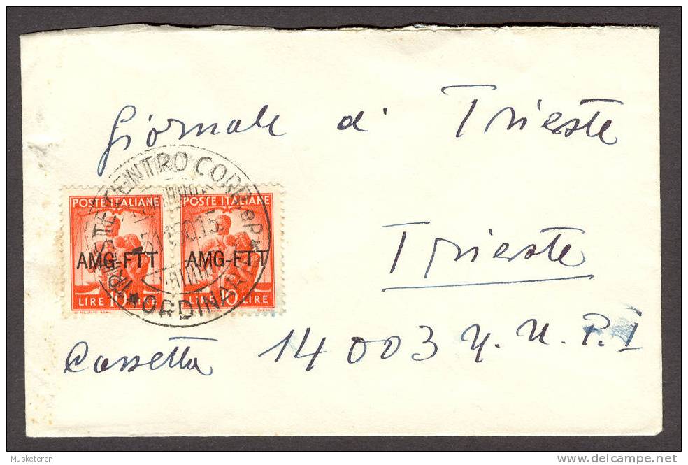 Italy Trieste AMG-FTT Small Cover Locally Sent Deluxe Cancel 1950 Trieste Centro Corp. EP Ordinarie - Marcophilia