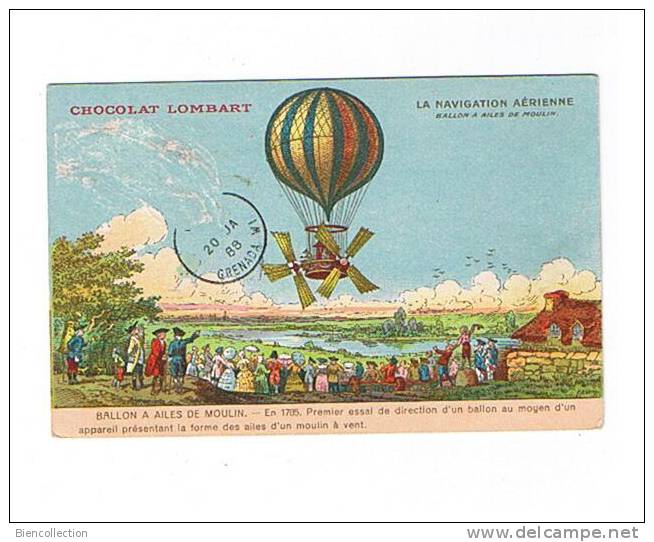 Chocolat Lombart.montgolfière à Ailes De Moulin. - Globos