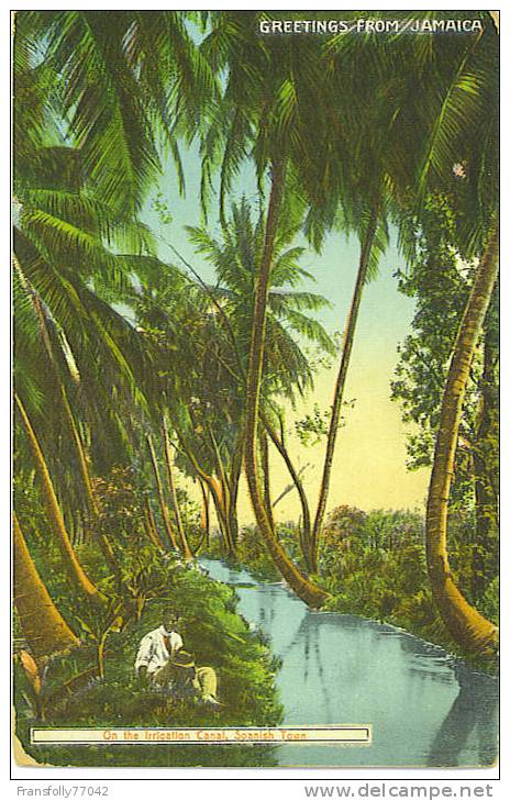 JAMAICA CARIBBEAN ISLAND On The Irrigation Canal MAN SITS ON BANK Spanish Town 1914 - Jamaïque
