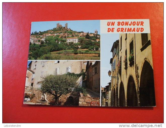 CPM-( 83-VAR )-UN BONJOUR DE GRIMAUD- VUE GENERALE-PLACE DU CROS-RUE DES TEMPLIERS-CARTE EN BON ETAT .. - Port Grimaud